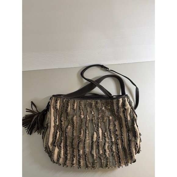 Gianni Conti Leather Purse Fringe Detail Satchel Crossbody Boho Italian EUC - Picture 12 of 13